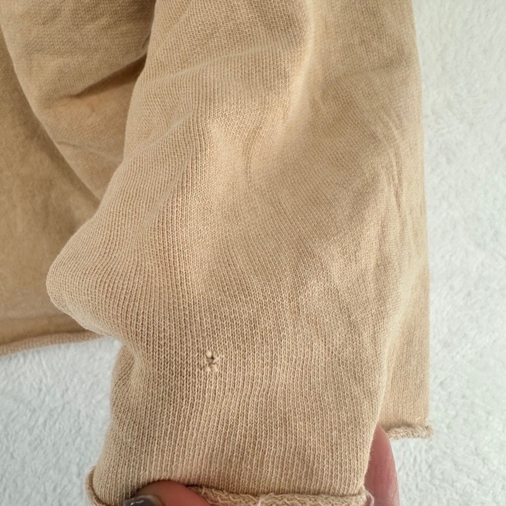 Zara Cropped‎ Hoodie Tan Beige Pullover Sweatshirt Size Small - Picture 5 of 15
